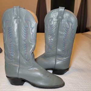Don Cucos Nocona Men's Gray Leather Western Cowboy Boots Round Toe Size 8.5 D